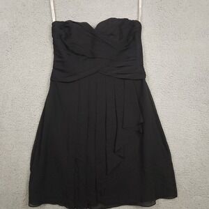 Davids Bridal Bridesmaid Dress Size 10 Black Chiffon Strapless Short Dress